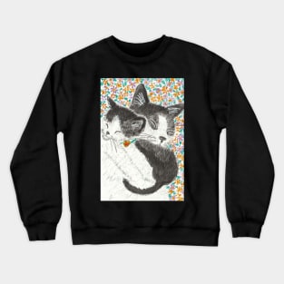 Mother and baby cat art Crewneck Sweatshirt